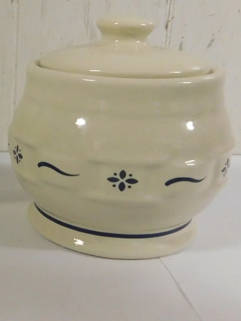 Longaberger Woven Traditions Blue Covered Sugar Bowl & Cream Pitcher USA Made